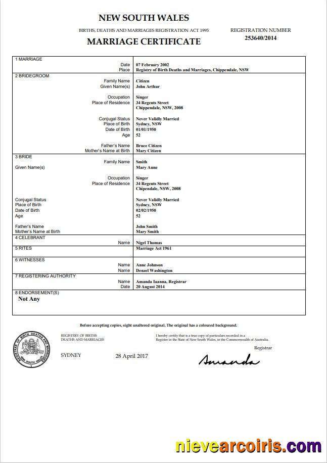 Australia Northern Territory of Australia birth certificate